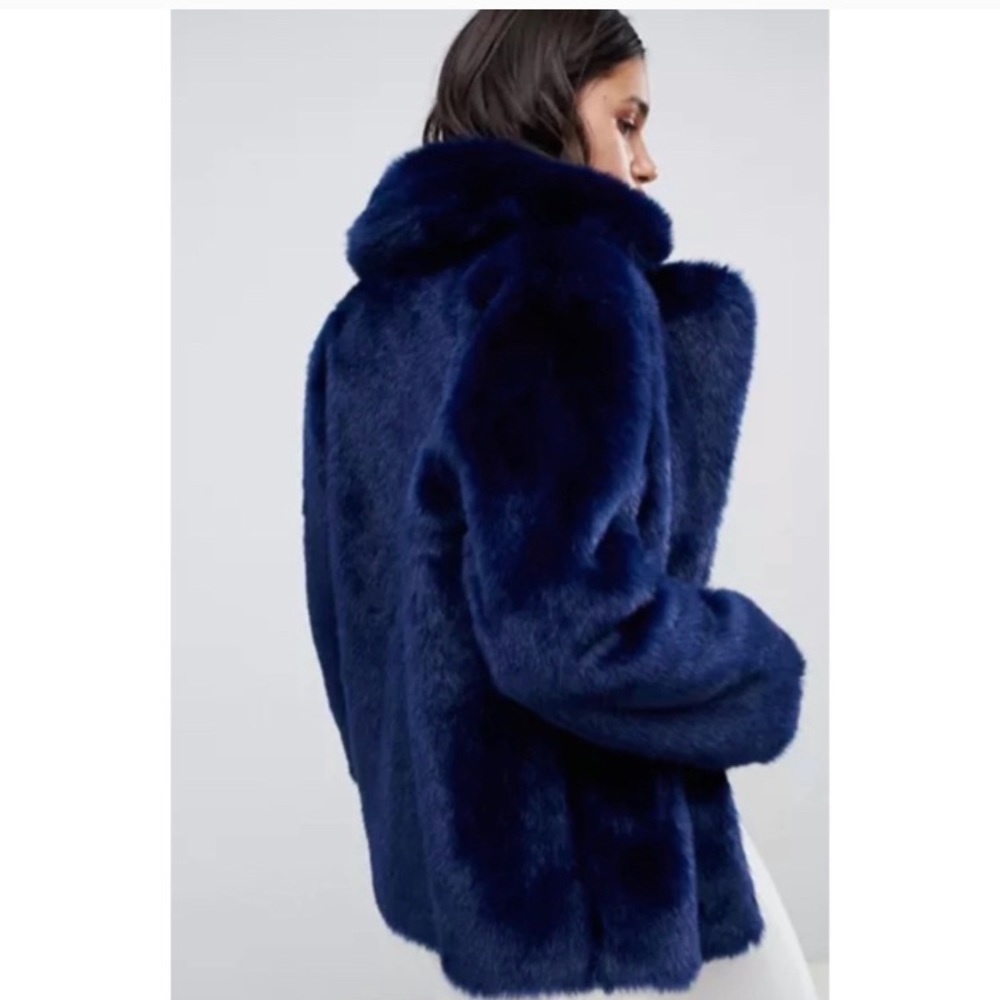 ASOS blue faux fur coat